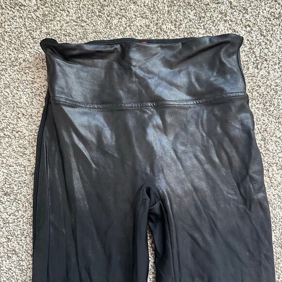 SPANX black faux leather leggings size M - Picture 3 of 11